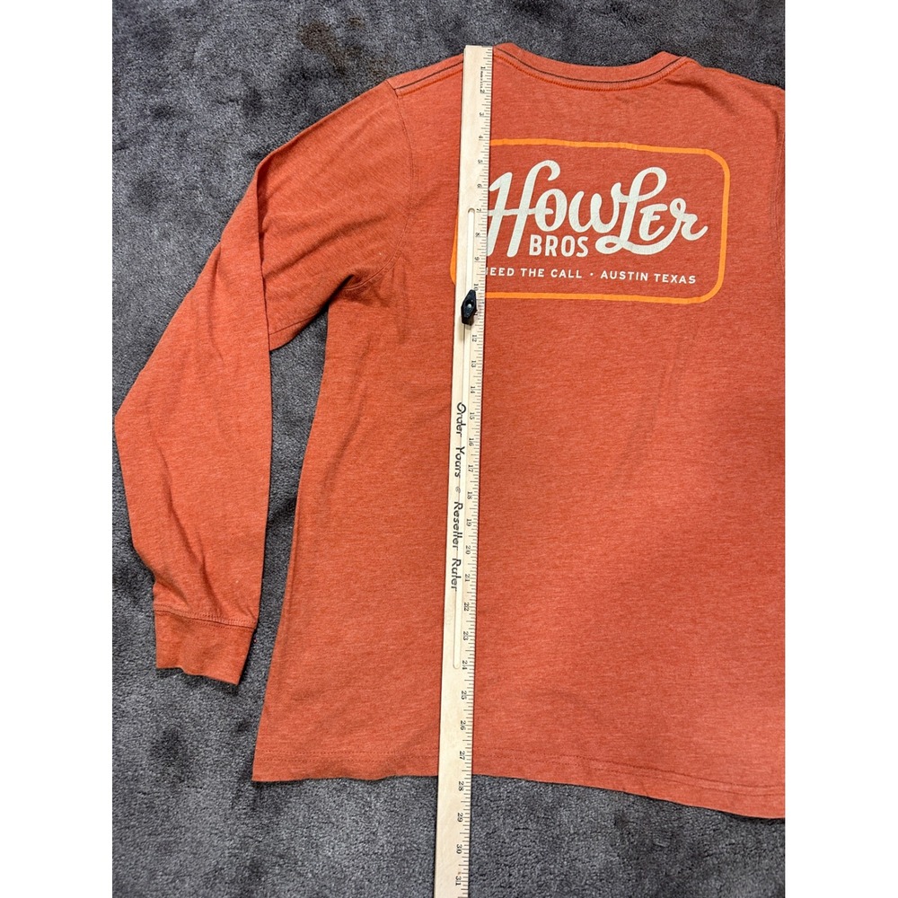 Howler Brothers Long Sleeve T-Shirt Mens Medium Orange Heather Graphic Austin TX - Picture 5 of 11